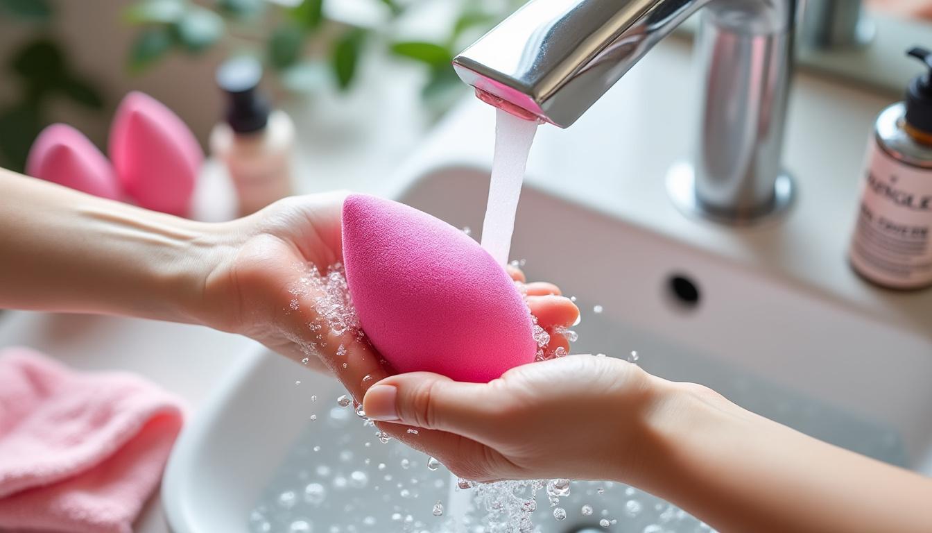 learn effective techniques to clean makeup sponges gently, ensuring they stay in great condition without damage.